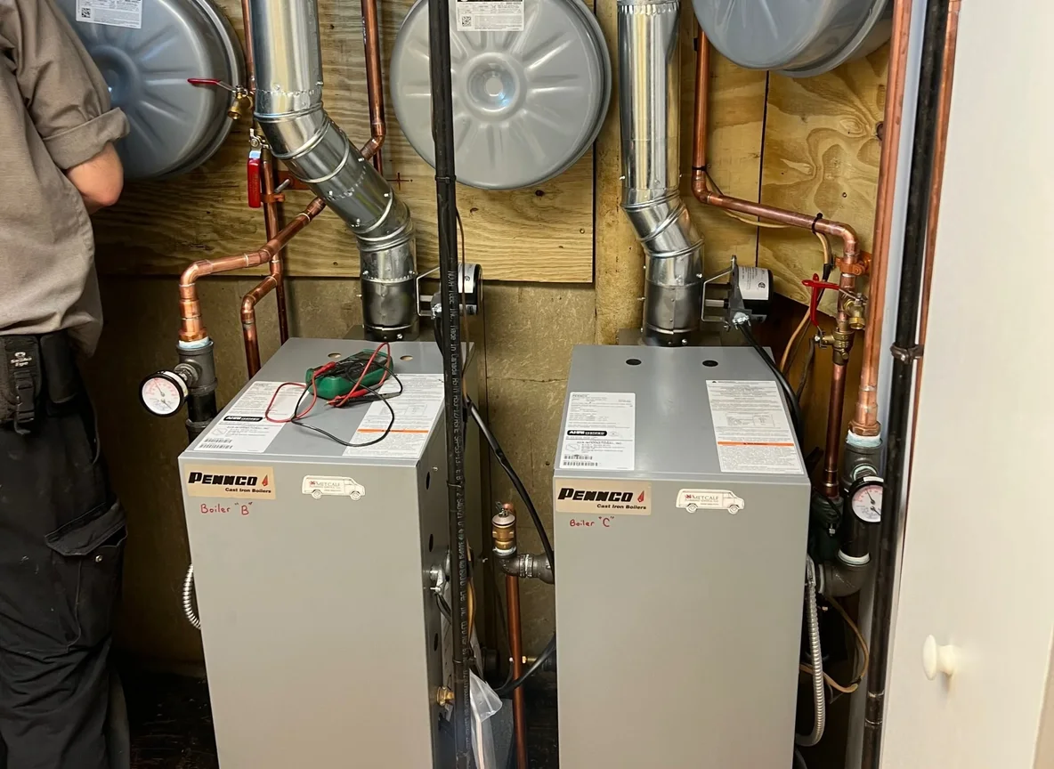 Residential boiler and heating distribution piping